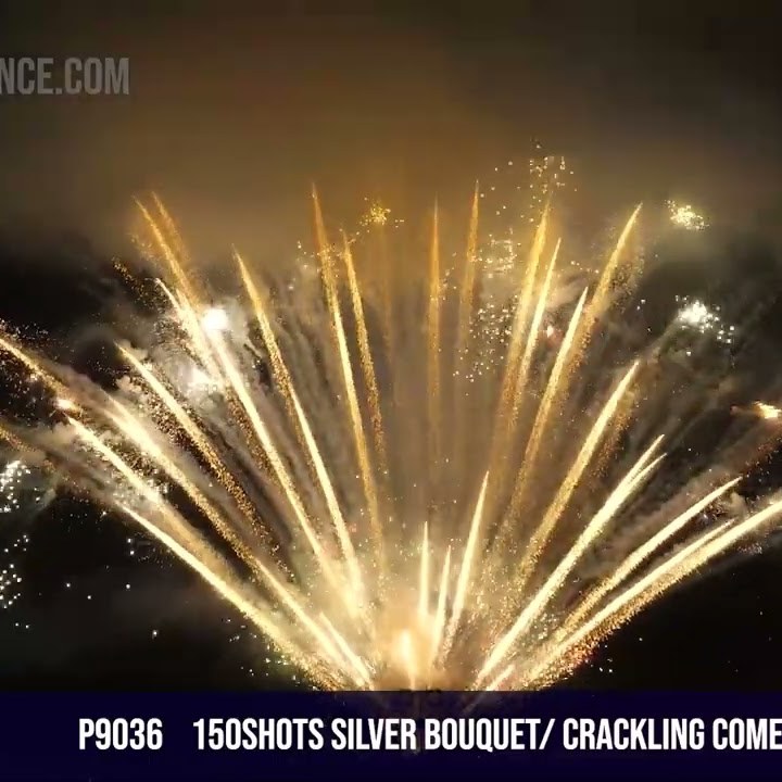 150Shots Silver Bouquet/ Crackling Comet to Silver Strobe