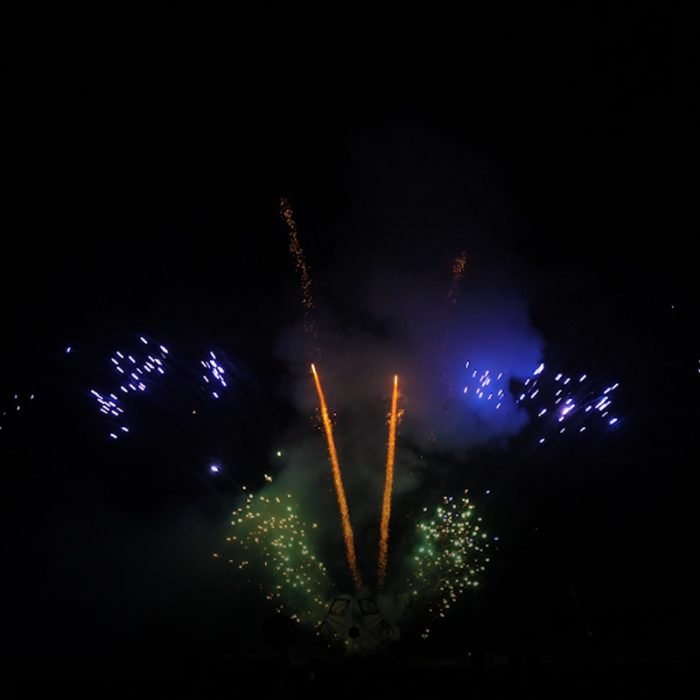 100Shots Blue Bouquet Golden Crackling Comet, Time Rain Palm Tree